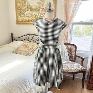 gingham mini dress  modern black gingham dress Zara size medium